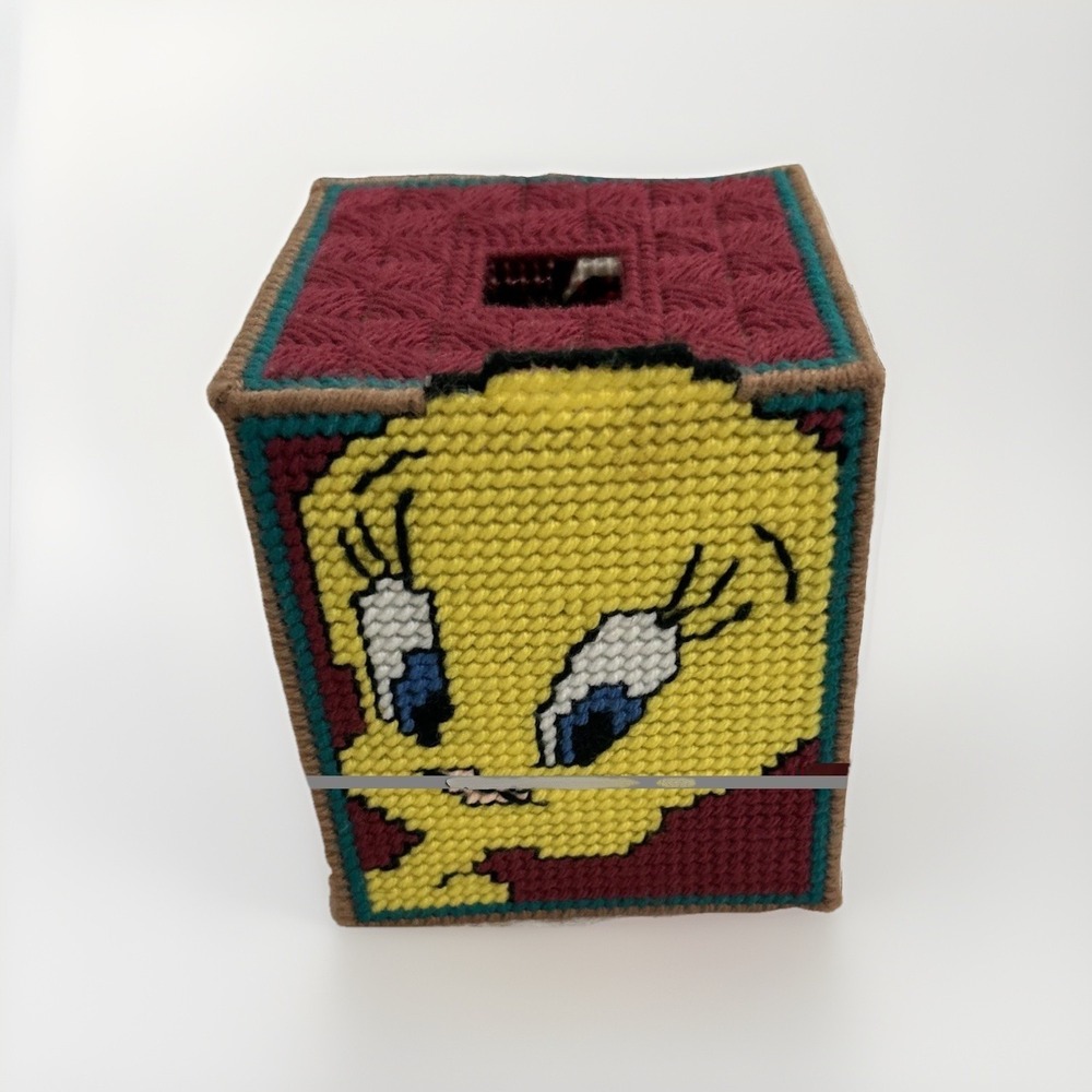 Tweety Bird Sylvester Looney Tunes Tissue Box Cover OS Burgundy‎ Vintage